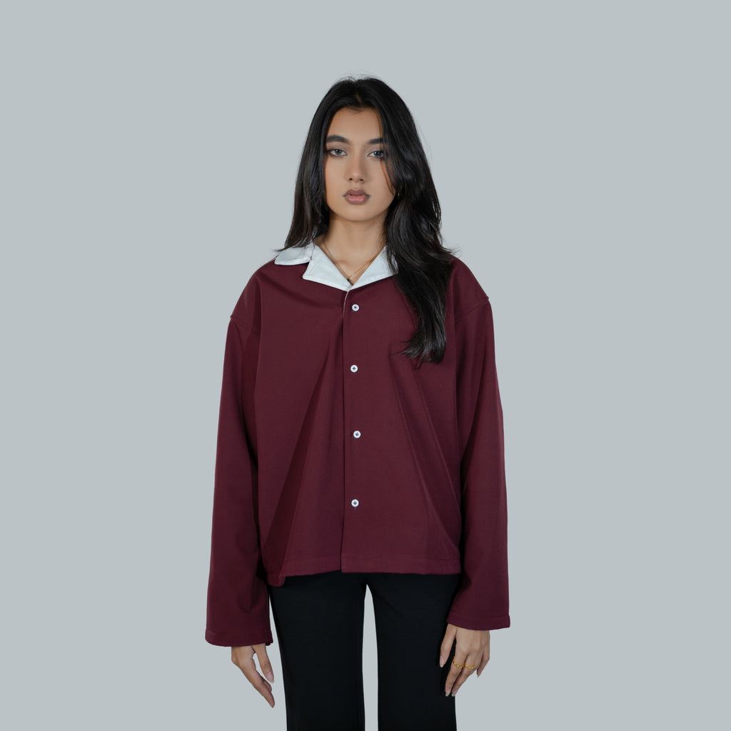 Crimson | Duo Tone Drape Shirt