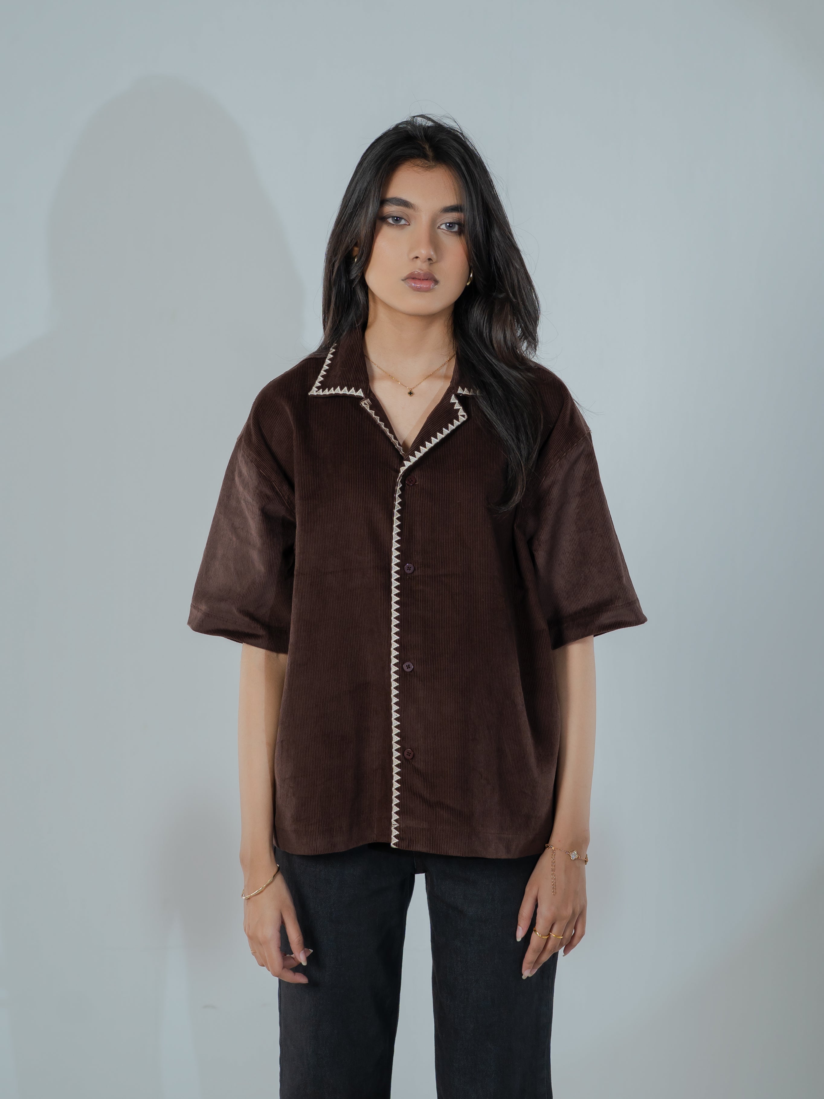 Mocha | Camp Collar Half Sleeve Shirt