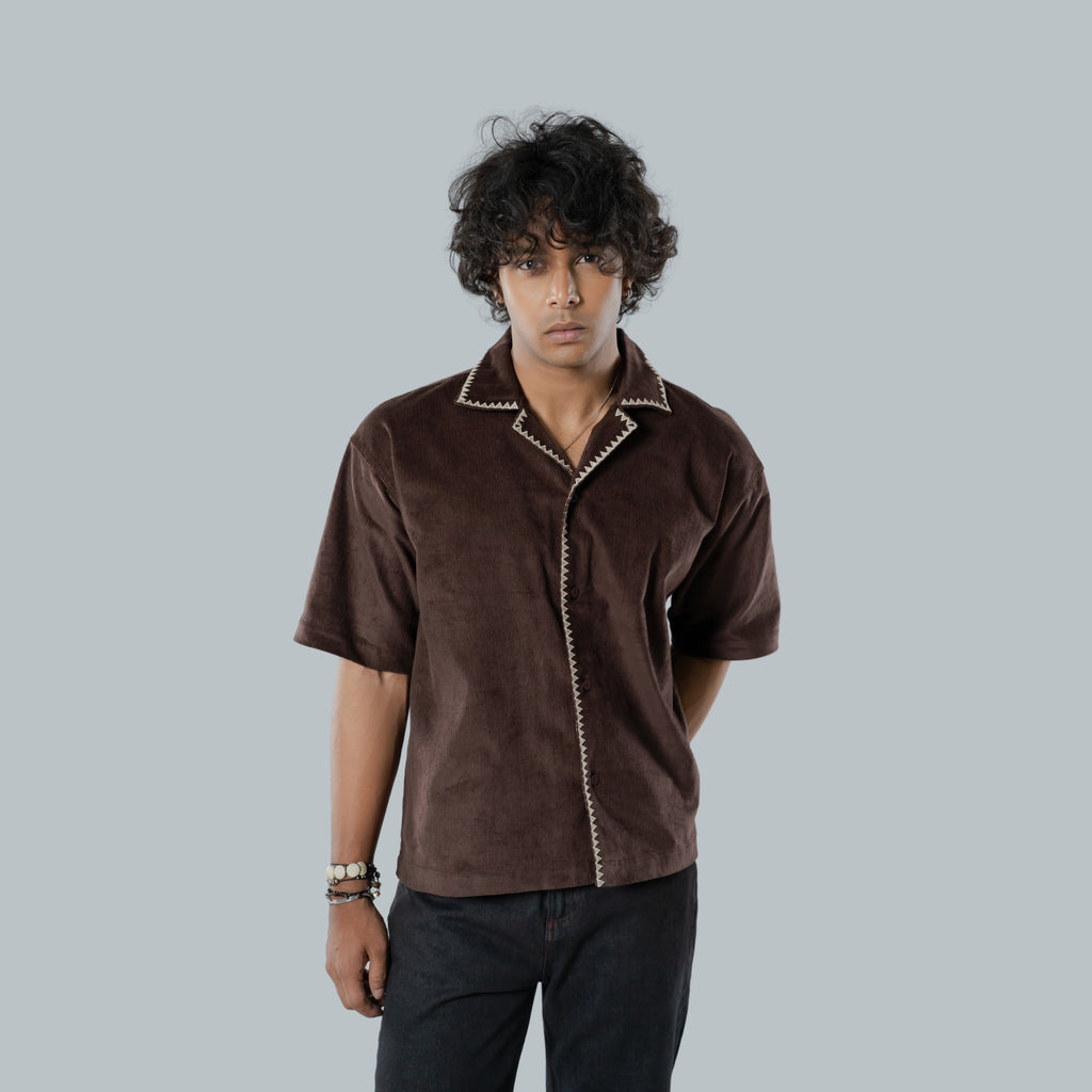 Mocha | Camp Collar Half Sleeve Shirt