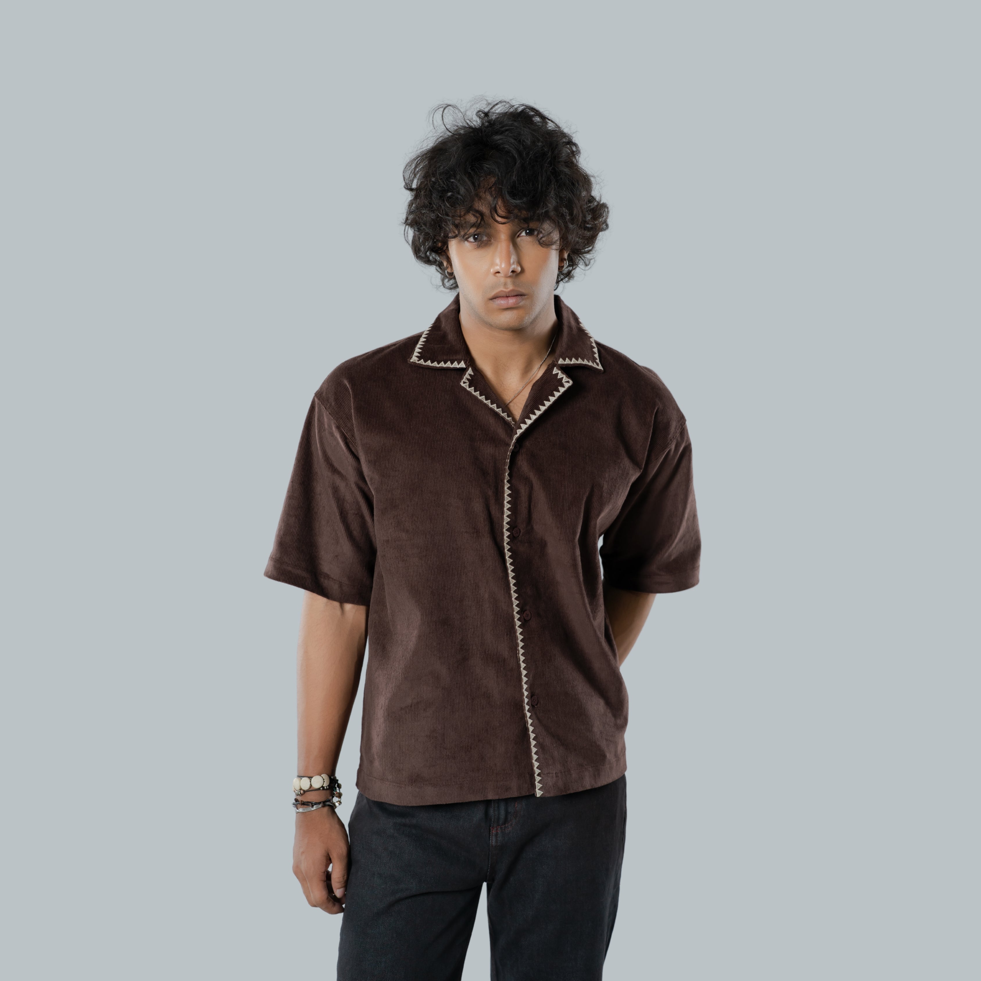 Mocha | Camp Collar Half Sleeve Shirt