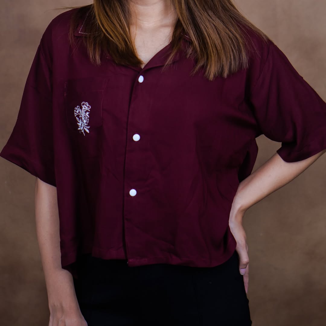 Maroon Cropped Shirt