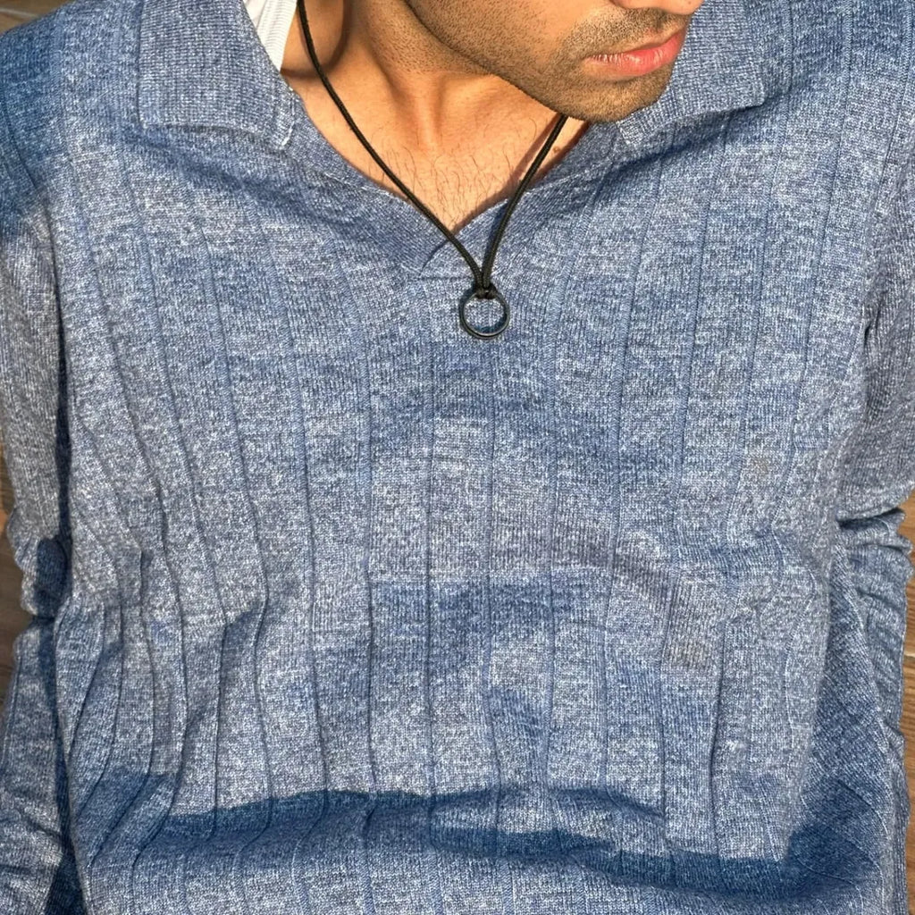 Sky Blue Full Sleeve Ribbed Tshirt