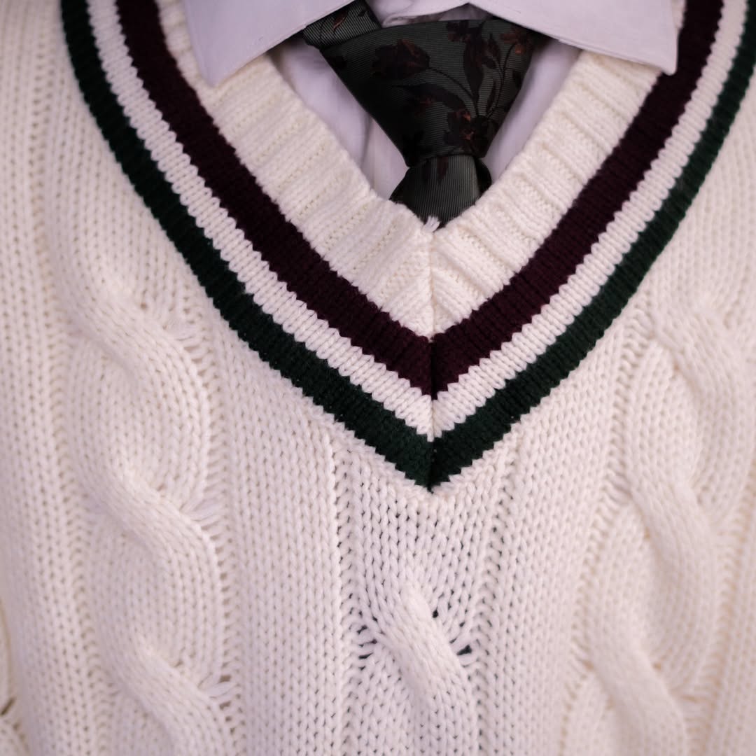 Woolen White Cable-Knit Sweater