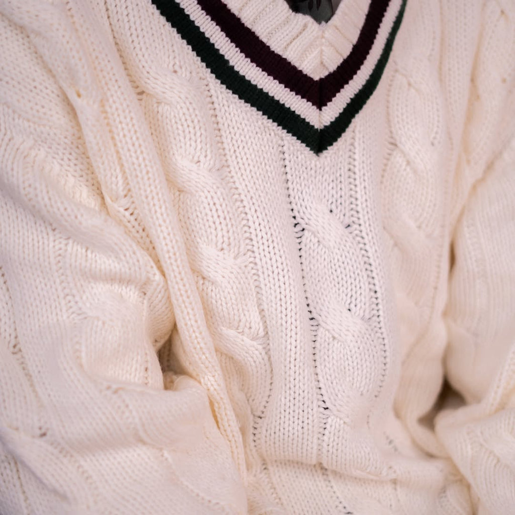 Woolen White Cable-Knit Sweater