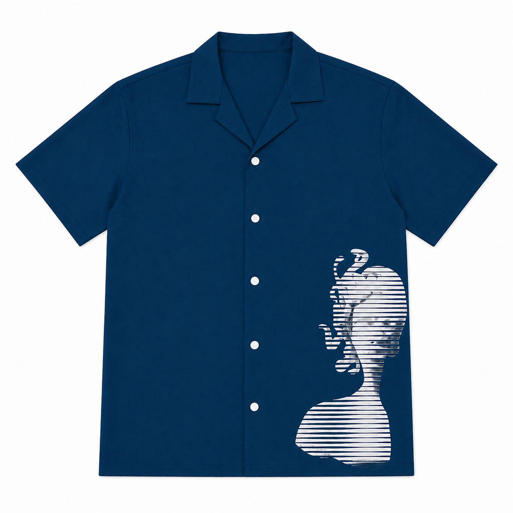 Blue Cuban Collar Shirt