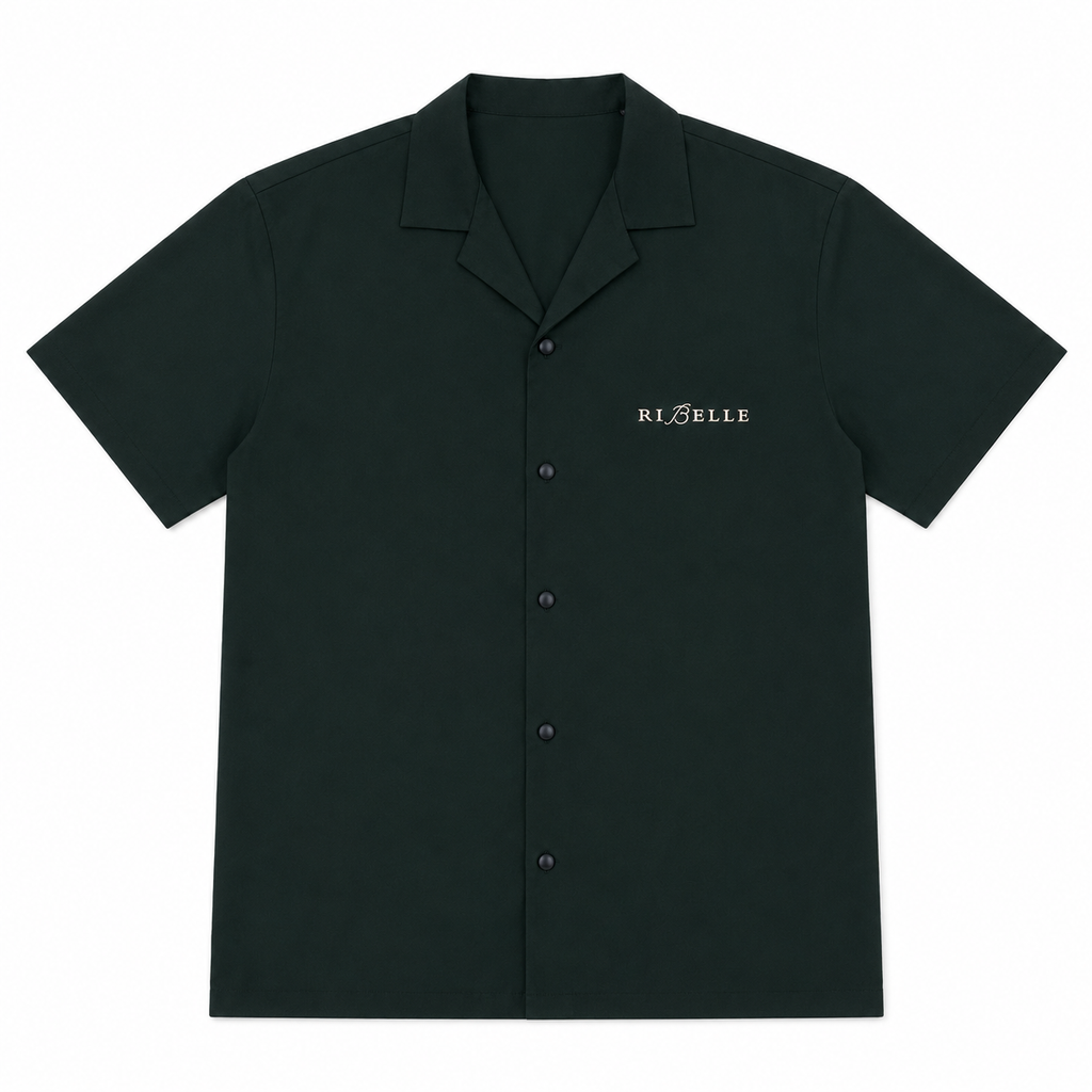 Bottle Green Cuban Drop Shoulder Shirt