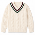 Woolen White Cable-Knit Sweater