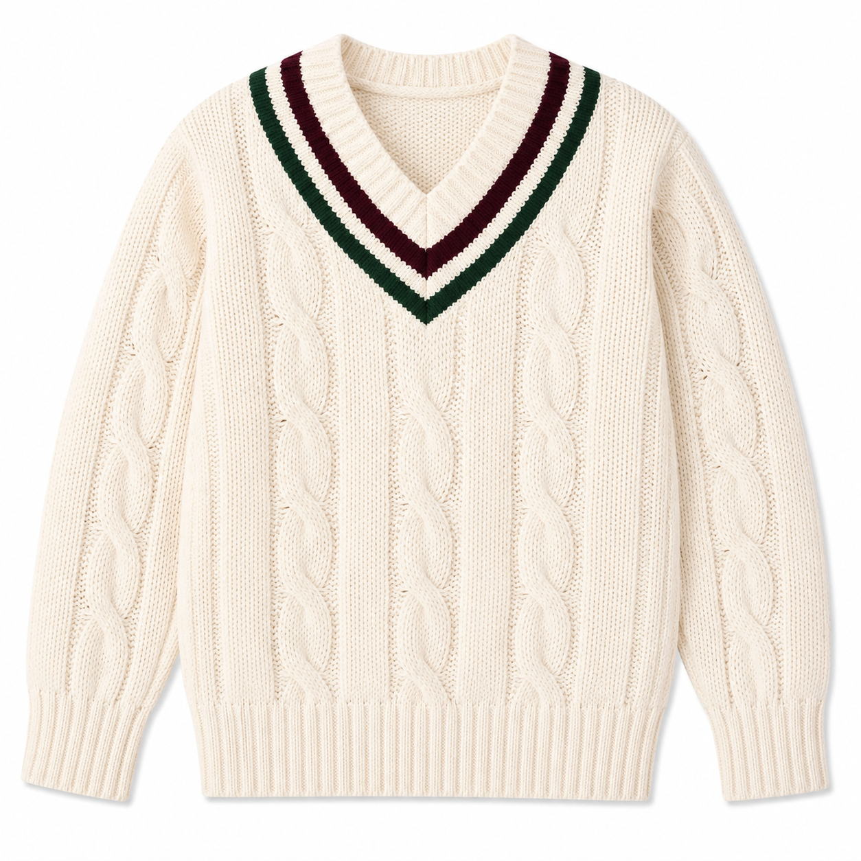 Woolen White Cable-Knit Sweater