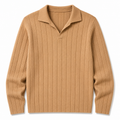 Beige Full Sleeve Ribbed Tshirt