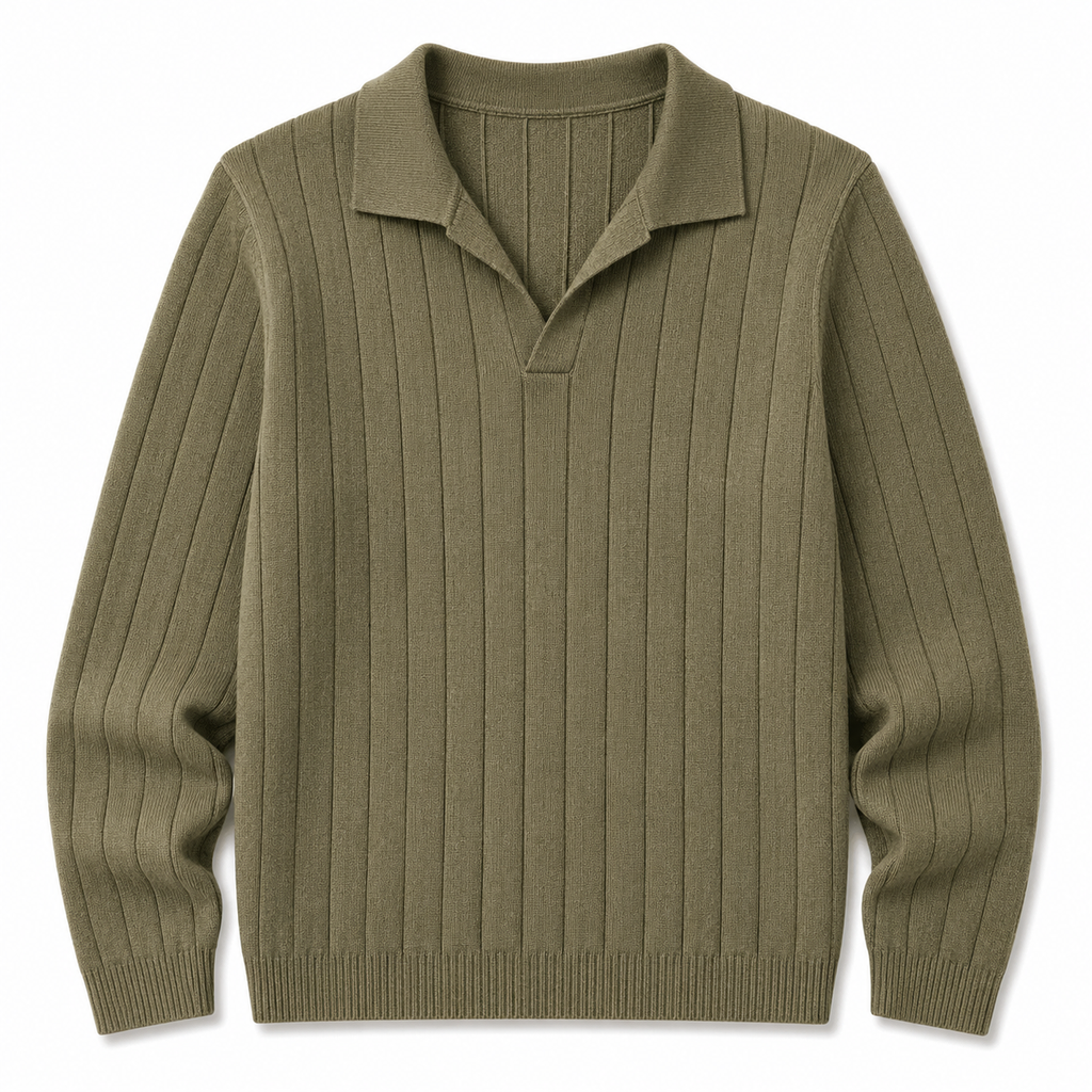Green Full Sleeve Ribbed Tshirt