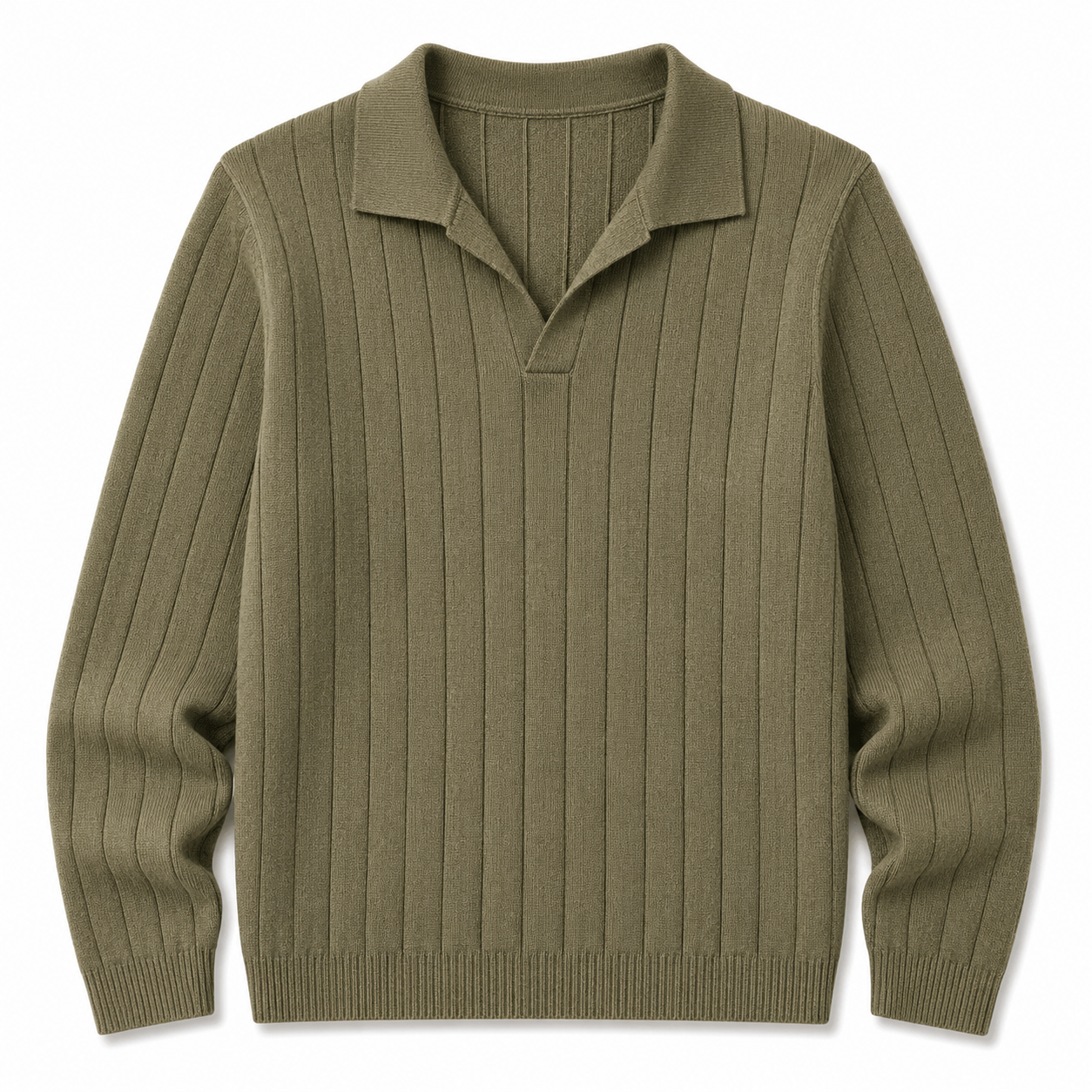Green Full Sleeve Ribbed Tshirt