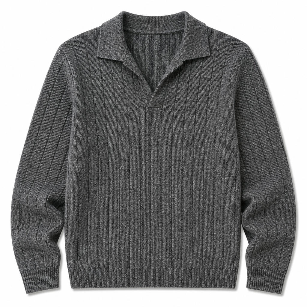 Grey Full Sleeve Ribbed Tshirt