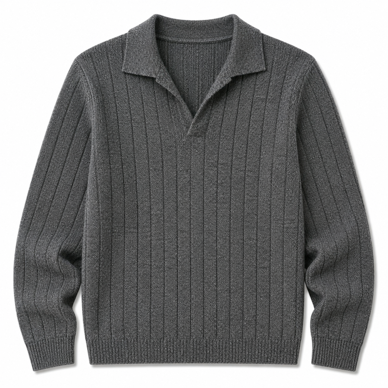Grey Full Sleeve Ribbed Tshirt