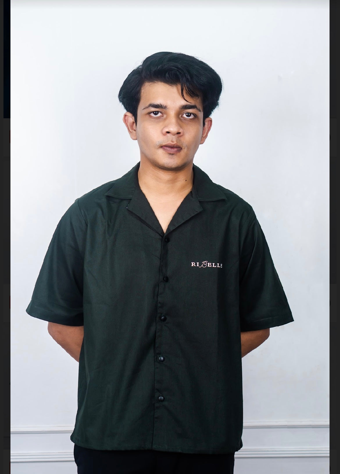 Bottle Green Cuban Drop Shoulder Shirt