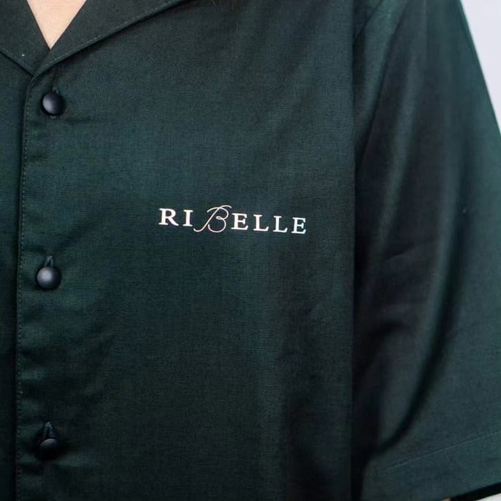 Bottle Green Cuban Drop Shoulder Shirt