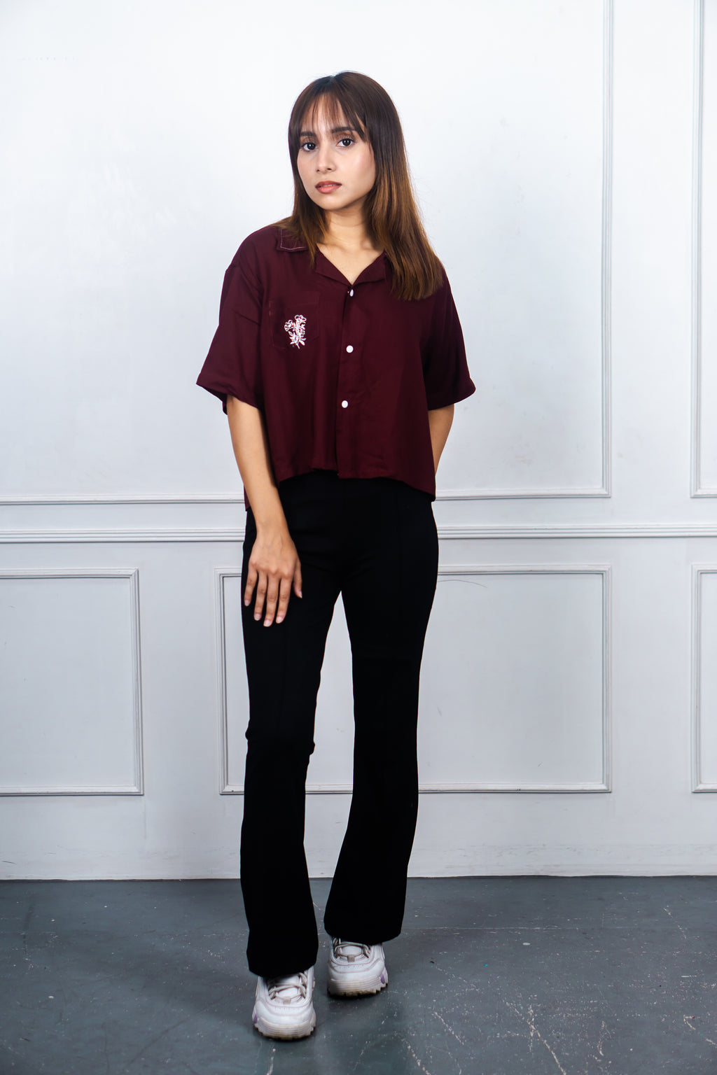 Maroon Cropped Shirt