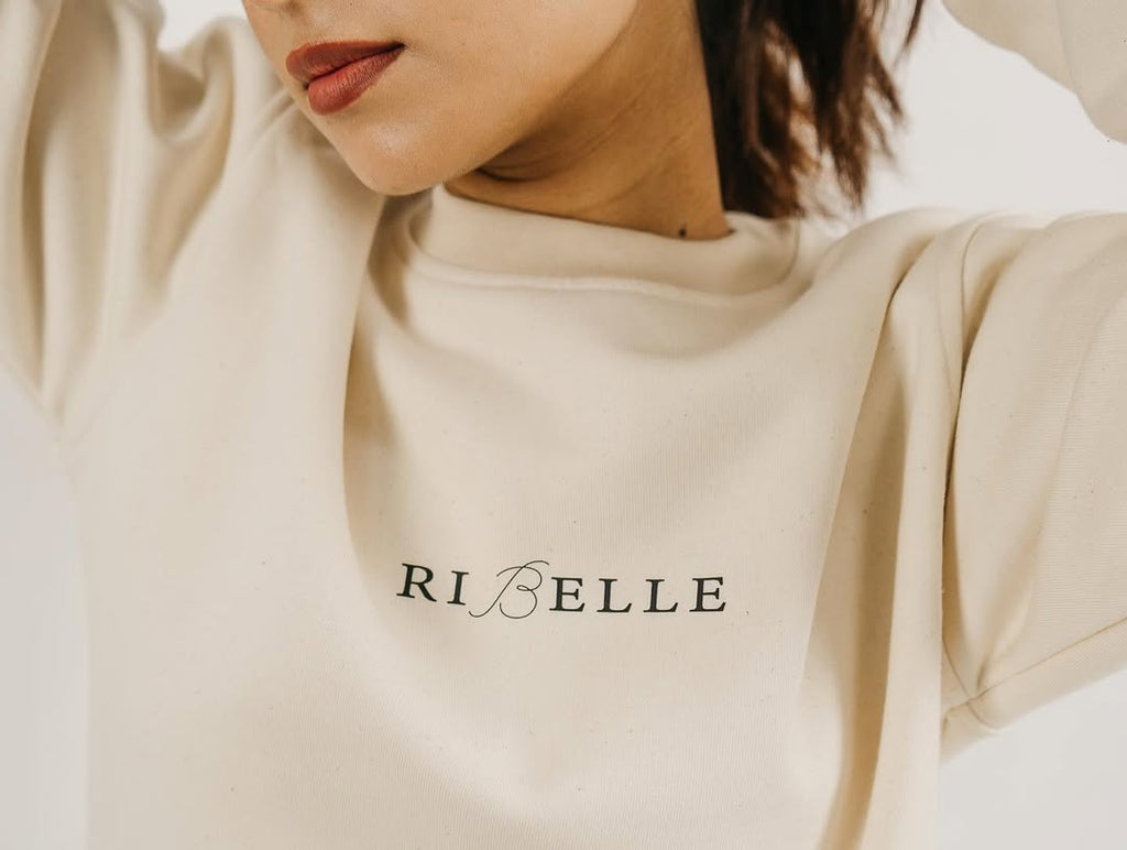 Ivory Sweatshirt With Cherry Blossom Print