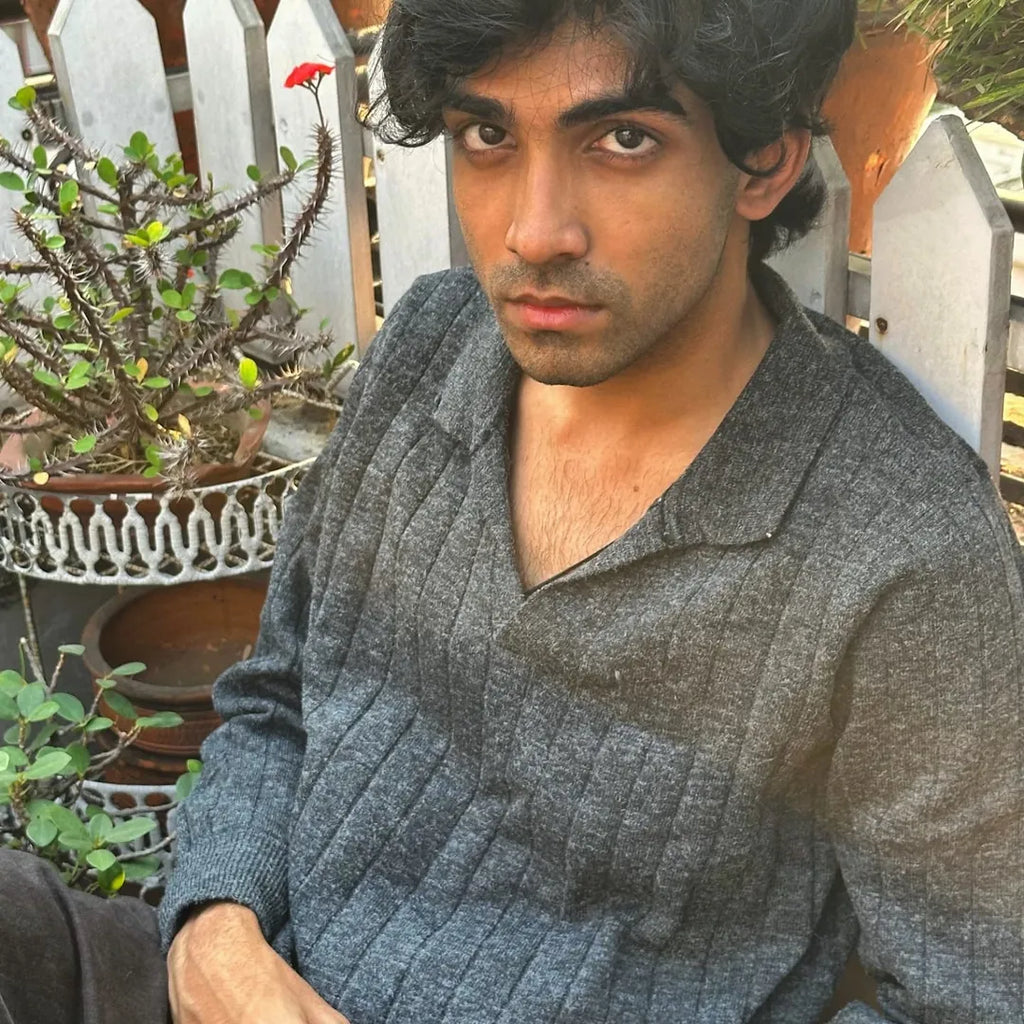 Grey Full Sleeve Ribbed Tshirt