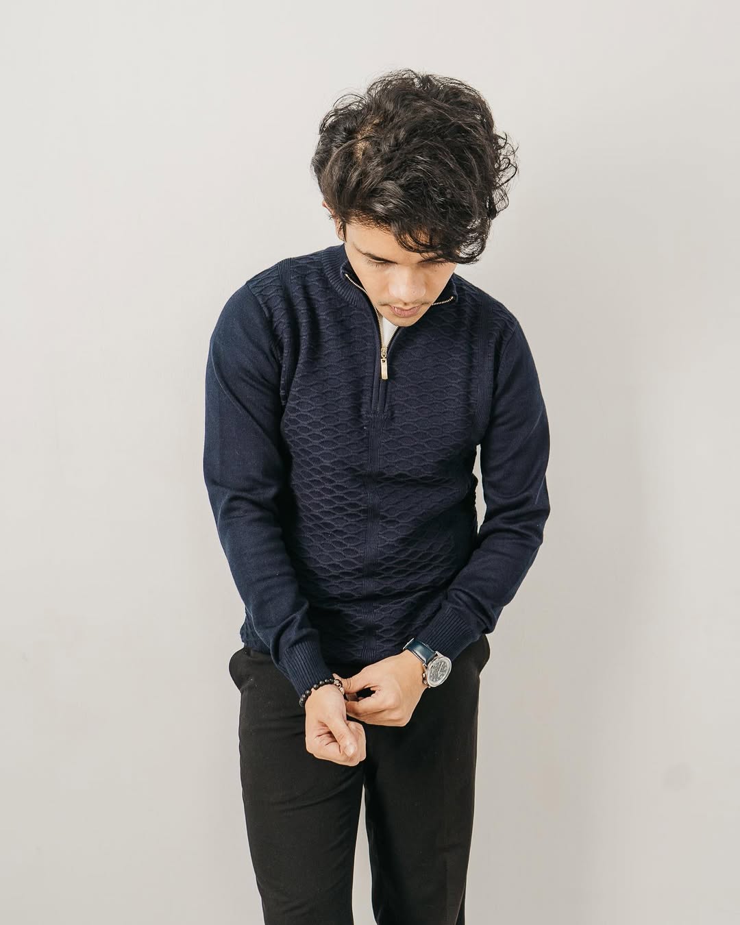 Navy Blue Half Zip Sweater