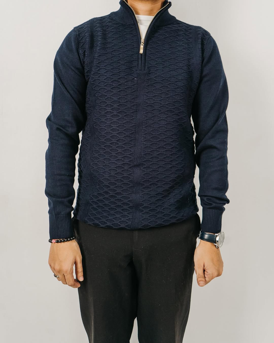 Navy Blue Half Zip Sweater