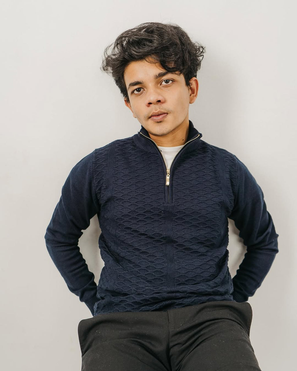 Navy Blue Half Zip Sweater